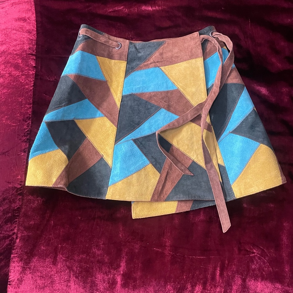 Leather patch work asos skirt